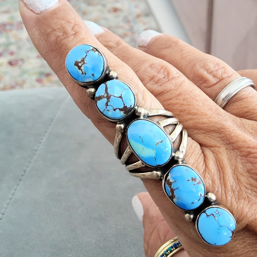 SOLD ! GOLDEN HILLS TURQUOISE STERLING Silver Statement Ring